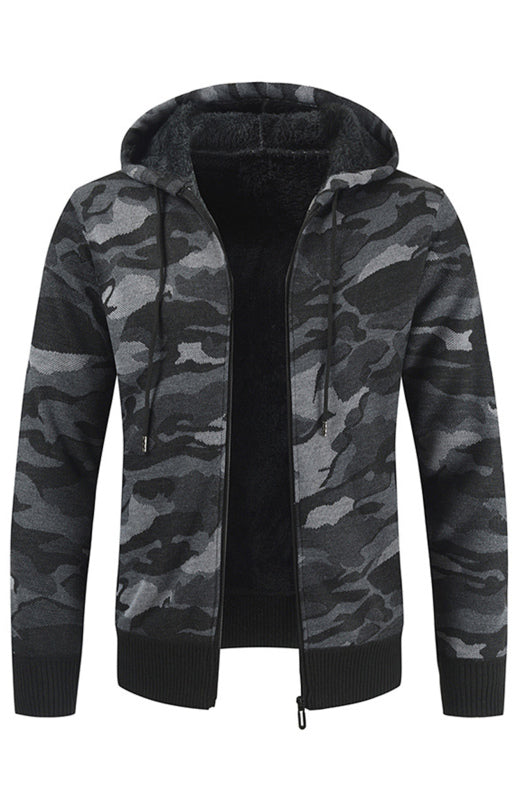 Leander Laurent — Men's Hooded Sweater Cardigan Camo Hooded Athleisure Sweater, alternate view 2
