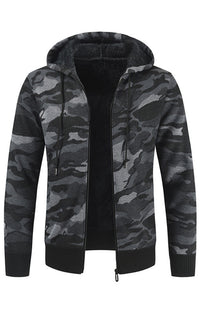 Leander Laurent — Men's Hooded Sweater Cardigan Camo Hooded Athleisure Sweater, alternate view 2