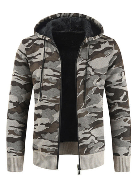 Men's Hooded Sweater Cardigan Camo Hooded Athleisure Sweater