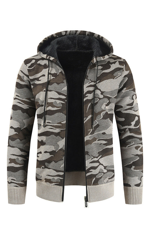 Leander Laurent — Men's Hooded Sweater Cardigan Camo Hooded Athleisure Sweater, alternate view 6