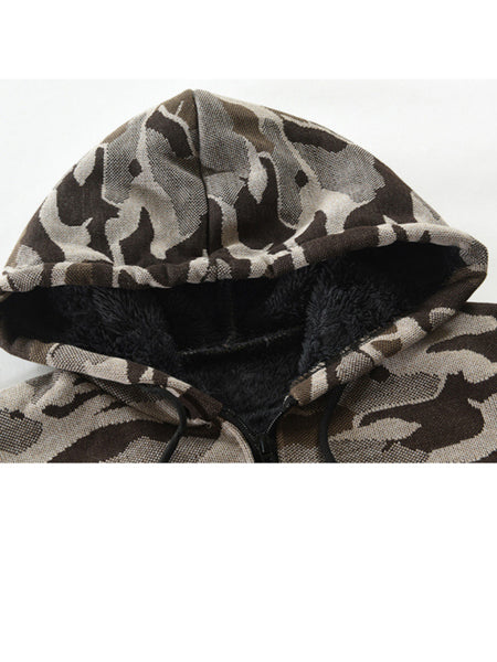 Men's Hooded Sweater Cardigan Camo Hooded Athleisure Sweater