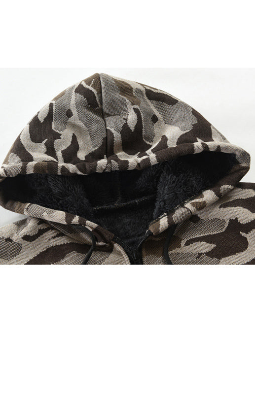 Leander Laurent — Men's Hooded Sweater Cardigan Camo Hooded Athleisure Sweater, alternate view 5