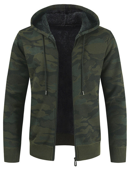 Men's Hooded Sweater Cardigan Camo Hooded Athleisure Sweater