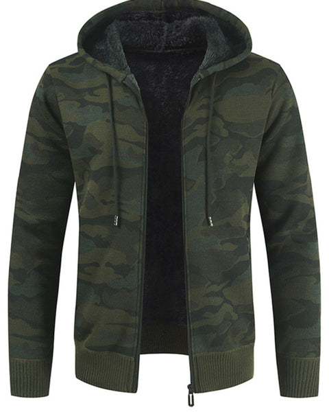 Leander Laurent — Men's Hooded Sweater Cardigan Camo Hooded Athleisure Sweater, alternate view 7