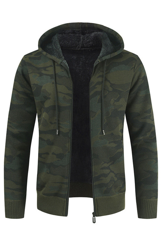 Leander Laurent — Men's Hooded Sweater Cardigan Camo Hooded Athleisure Sweater, alternate view 7