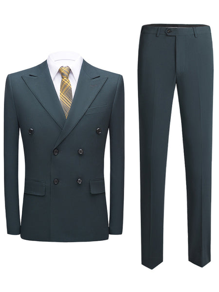 Men's Business Double-Breasted Woven Blazer Set - Opulent Empire
