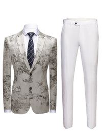 William Laurent — Men's Casual Lapel Woven Knit Blazer Suit