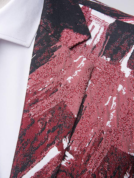 Abstract Print Lapel Collar Blazer Suit Set - Opulent Empire