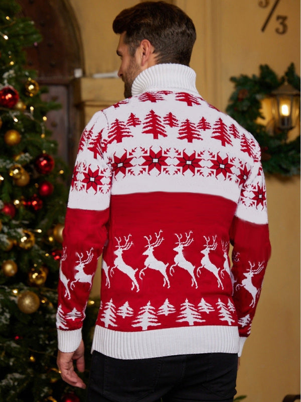 Marlowe Rivière — High Neck Christmas Theme Jacquard Couple Long Sleeve Sweater, alternate view 4