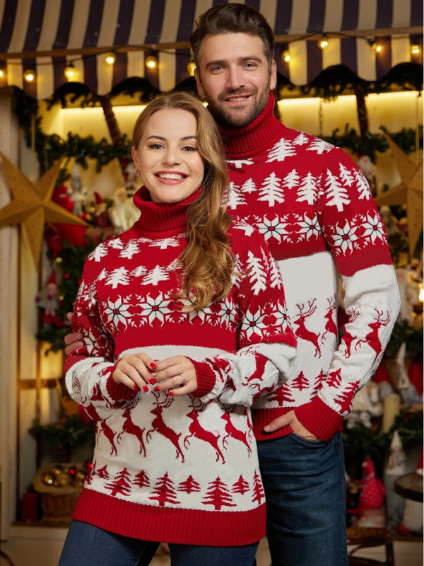 Marlowe Rivière — High Neck Christmas Theme Jacquard Couple Long Sleeve Sweater, alternate view 5