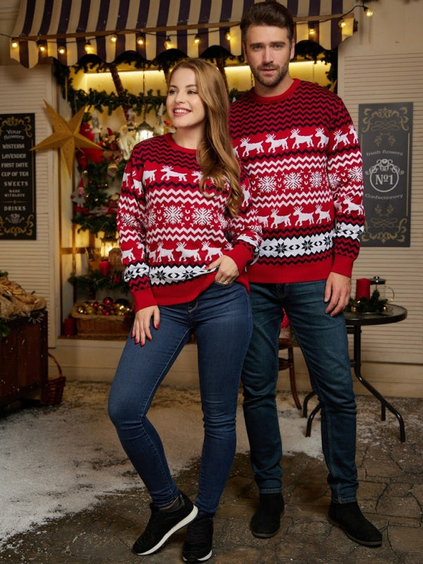 Emilian Beaumont — Men's Christmas Crew Neck Elk Jacquard Long Sleeve Sweater, alternate view 5