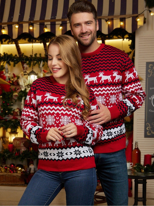 Emilian Beaumont — Men's Christmas Crew Neck Elk Jacquard Long Sleeve Sweater, alternate view 6