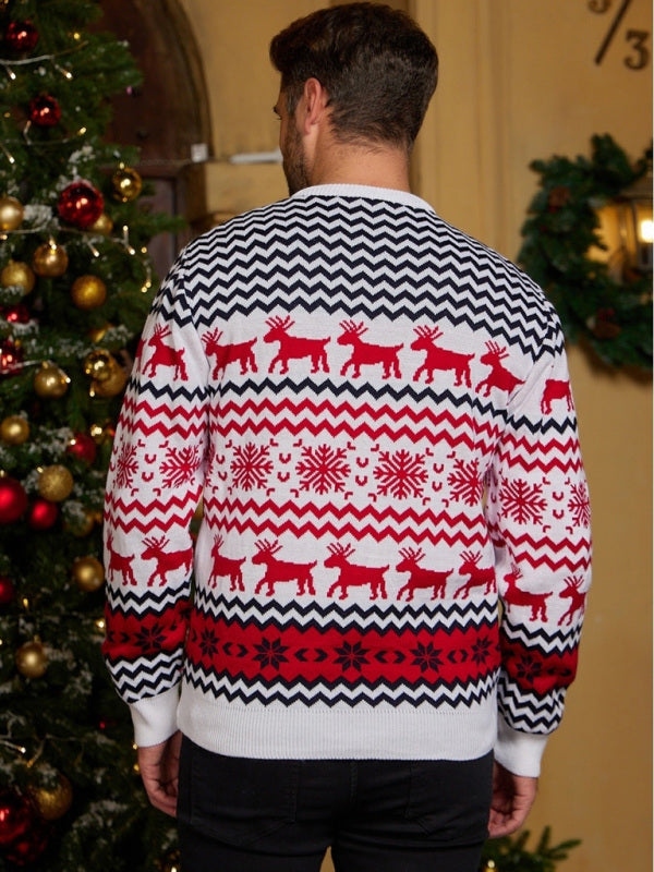 Emilian Beaumont — Men's Christmas Crew Neck Elk Jacquard Long Sleeve Sweater, alternate view 4