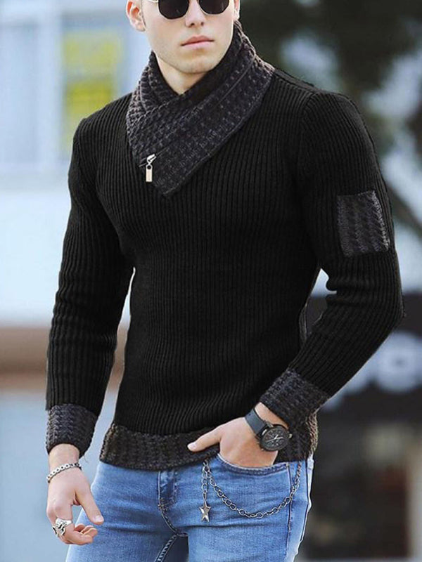 Dominic Beaumont — British Plus Size Men's Sweater Pullover Long Sleeve Scarf Turtleneck Men's Knitwear, alternate view 5