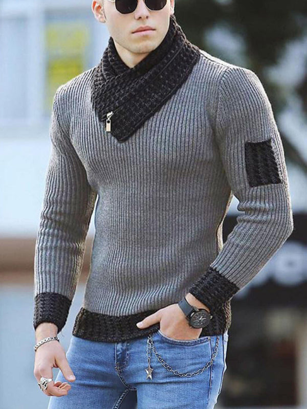Dominic Beaumont — British Plus Size Men's Sweater Pullover Long Sleeve Scarf Turtleneck Men's Knitwear, alternate view 2