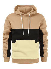 Caspian Beaumont — Men's Color Block Color Contrast Long Sleeve Hooded Sweatshirt