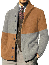 Etienne Laurent — Men's Contrasting Color Block Button Long Sleeve Cardigan