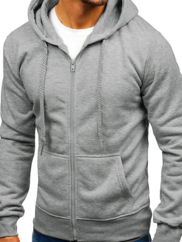 Yves Laurent — Men's Solid Color Basic Zipper Hoodie, alternate view 2