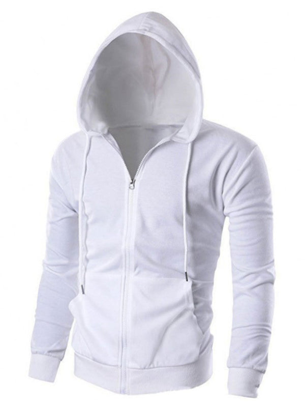 Yves Laurent — Men's Solid Color Basic Zipper Hoodie