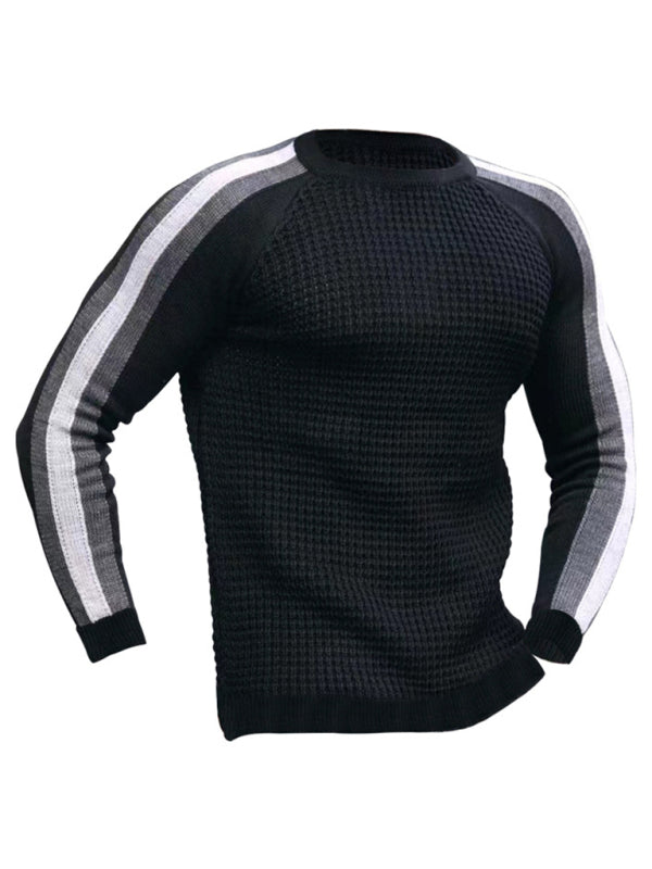Wesley Laurent — Round neck color contrast t-shirt men's casual loose bottoming sweater, alternate view 12