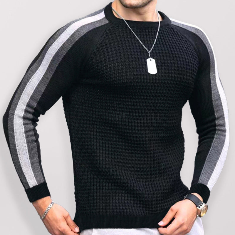 Wesley Laurent — Round neck color contrast t-shirt men's casual loose bottoming sweater, alternate view 14
