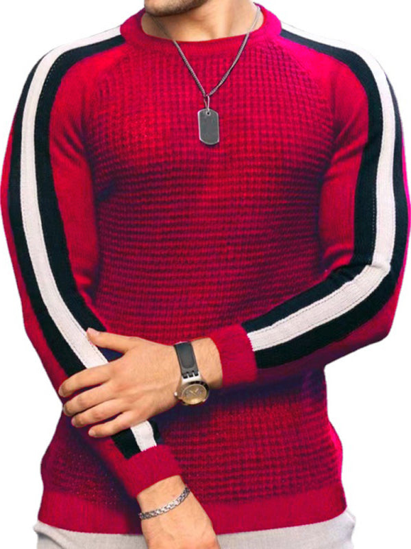 Wesley Laurent — Round neck color contrast t-shirt men's casual loose bottoming sweater, alternate view 20