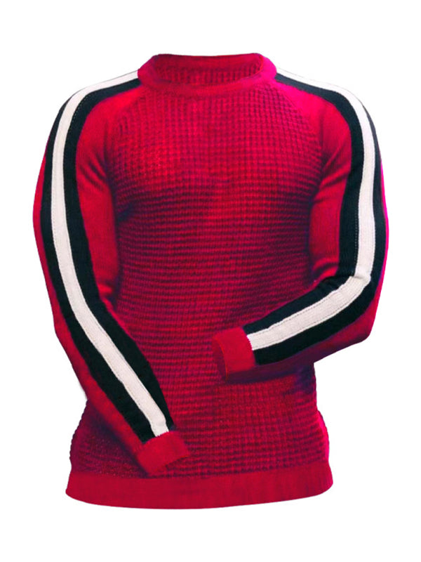 Wesley Laurent — Round neck color contrast t-shirt men's casual loose bottoming sweater, alternate view 21