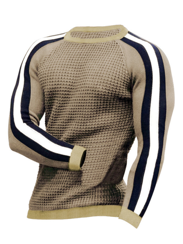 Wesley Laurent — Round neck color contrast t-shirt men's casual loose bottoming sweater, alternate view 5