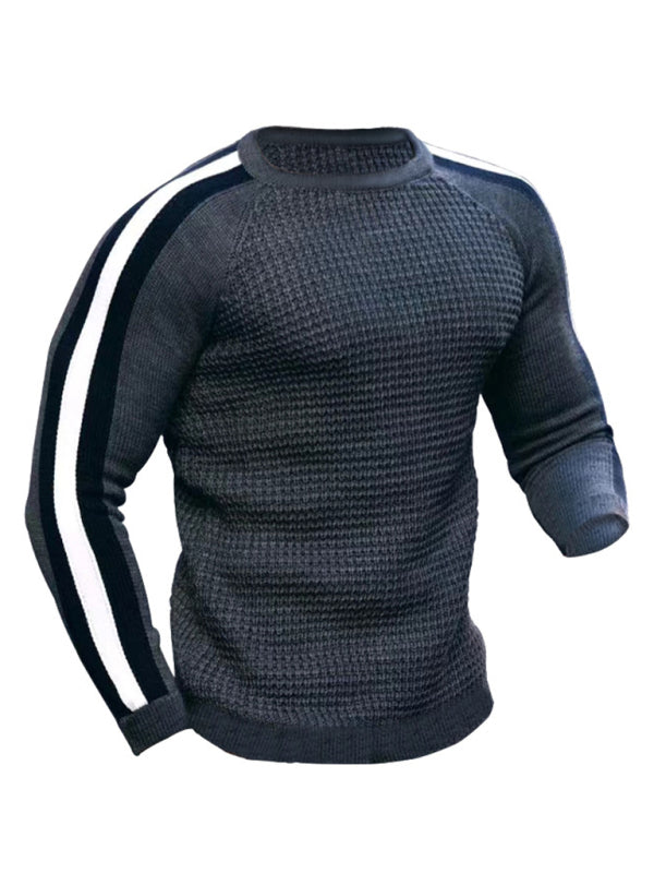 Wesley Laurent — Round neck color contrast t-shirt men's casual loose bottoming sweater, alternate view 16