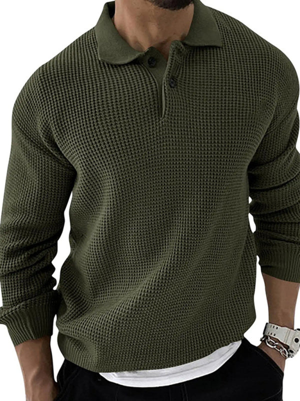 Etienne Beaumont — Lapel Sweater Men's Fashion Urban Slim Long Sleeve Knitted Sweater, alternate view 12
