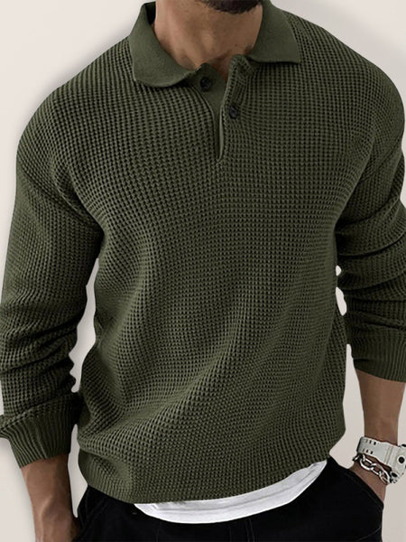 Lapel Sweater Men's Fashion Urban Slim Long Sleeve Knitted Sweater