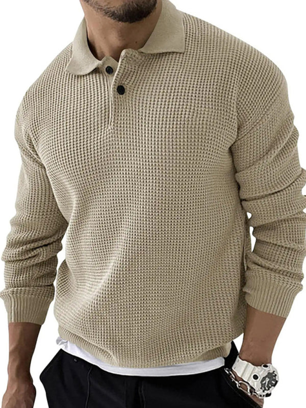 Etienne Beaumont — Lapel Sweater Men's Fashion Urban Slim Long Sleeve Knitted Sweater, alternate view 4