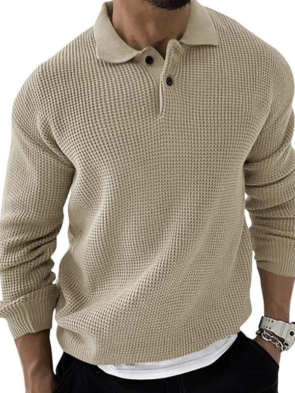 Etienne Beaumont — Lapel Sweater Men's Fashion Urban Slim Long Sleeve Knitted Sweater, alternate view 5