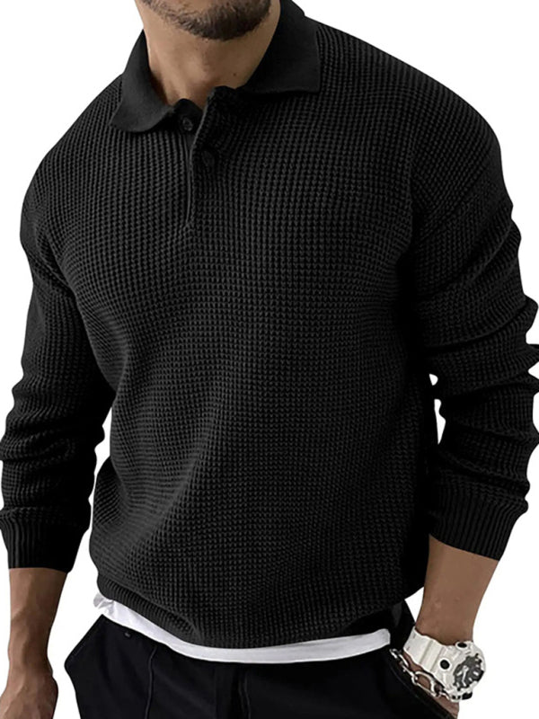 Etienne Beaumont — Lapel Sweater Men's Fashion Urban Slim Long Sleeve Knitted Sweater, alternate view 8