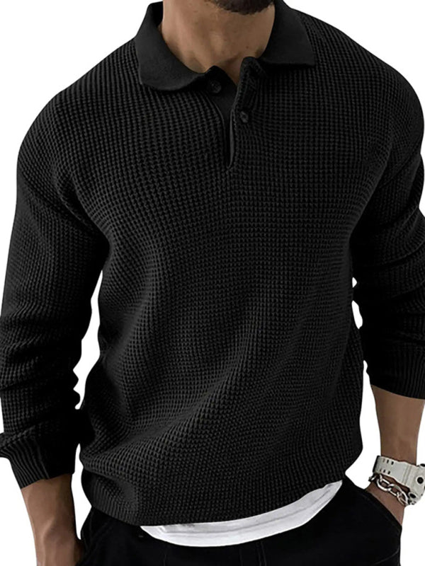 Etienne Beaumont — Lapel Sweater Men's Fashion Urban Slim Long Sleeve Knitted Sweater, alternate view 7