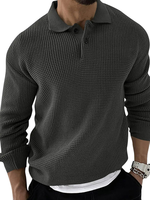 Etienne Beaumont — Lapel Sweater Men's Fashion Urban Slim Long Sleeve Knitted Sweater, alternate view 16