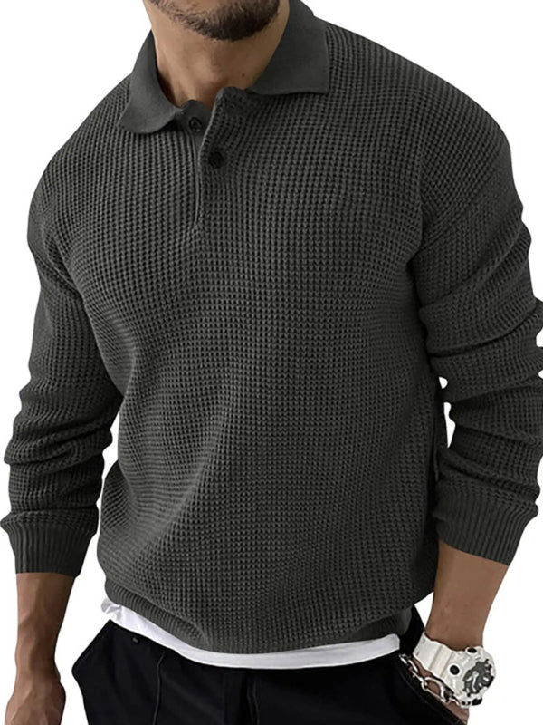 Etienne Beaumont — Lapel Sweater Men's Fashion Urban Slim Long Sleeve Knitted Sweater, alternate view 15