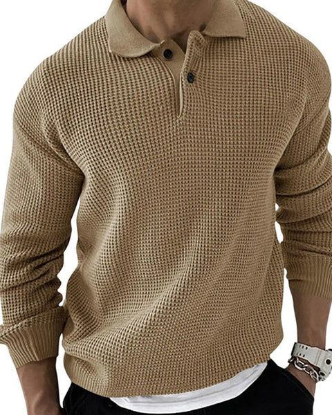 Lapel Sweater Men's Fashion Urban Slim Long Sleeve Knitted Sweater
