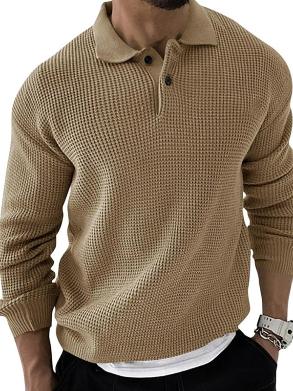 Etienne Beaumont — Lapel Sweater Men's Fashion Urban Slim Long Sleeve Knitted Sweater