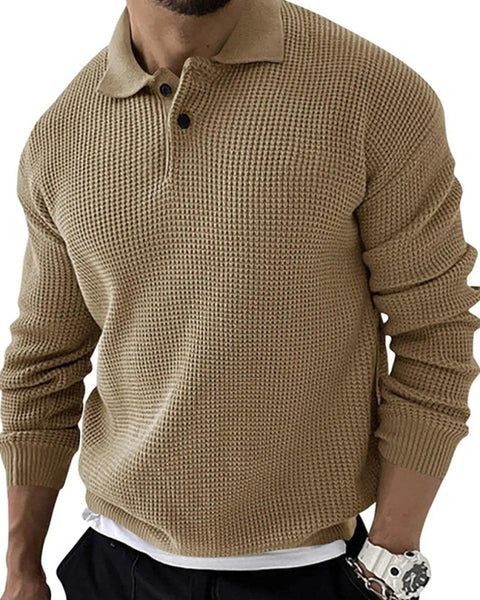 Lapel Sweater Men's Fashion Urban Slim Long Sleeve Knitted Sweater