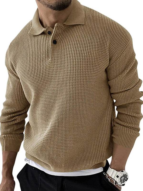 Etienne Beaumont — Lapel Sweater Men's Fashion Urban Slim Long Sleeve Knitted Sweater, alternate view 2