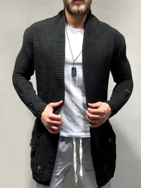 Solid Color Mid-Length Loose Cardigan Knitted Jacket