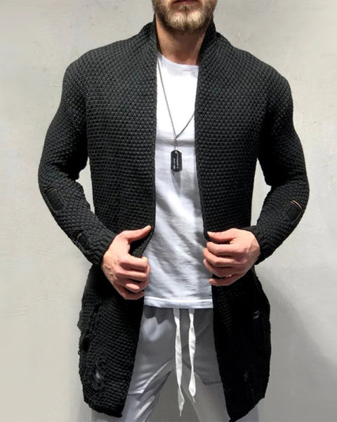 Solid Color Mid-Length Loose Cardigan Knitted Jacket
