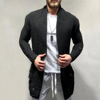 Fable Moreau — Solid Color Mid-Length Loose Cardigan Knitted Jacket