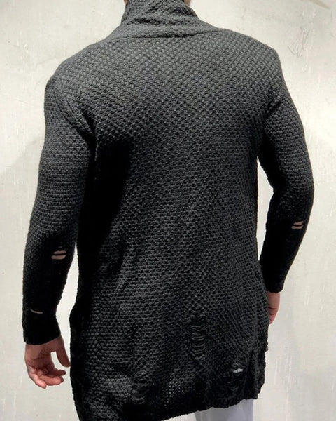 Solid Color Mid-Length Loose Cardigan Knitted Jacket