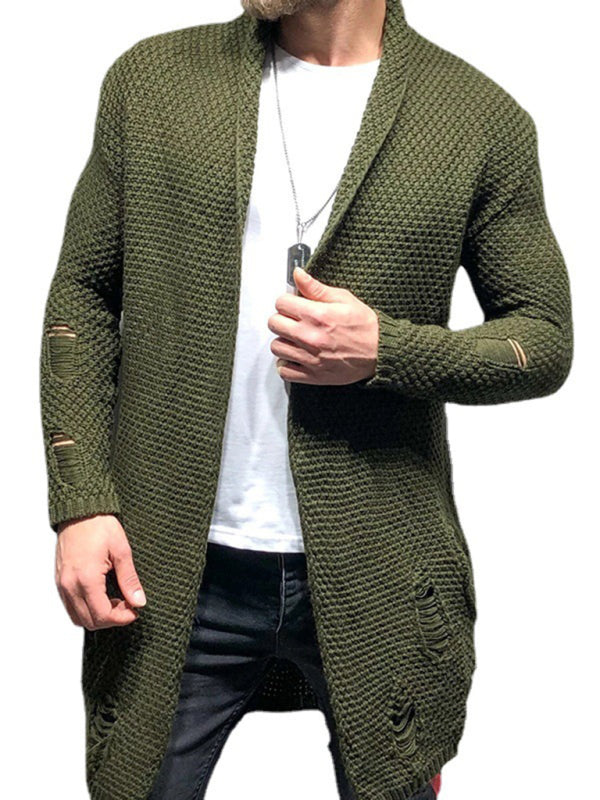 Fable Moreau — Solid Color Mid-Length Loose Cardigan Knitted Jacket, alternate view 6