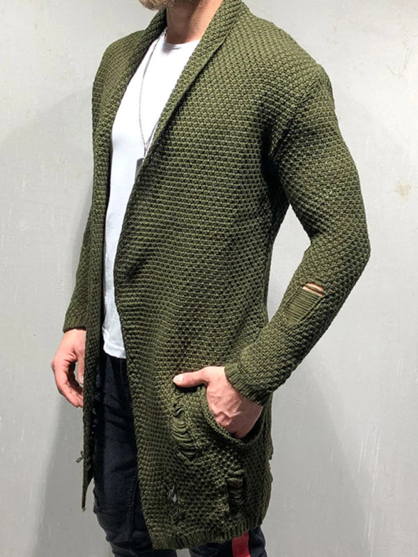 Fable Moreau — Solid Color Mid-Length Loose Cardigan Knitted Jacket, alternate view 7