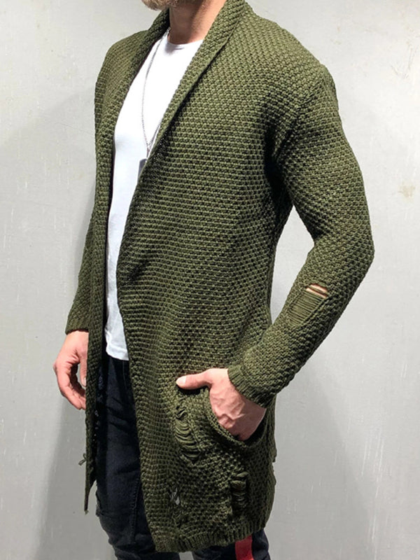 Fable Moreau — Solid Color Mid-Length Loose Cardigan Knitted Jacket, alternate view 8