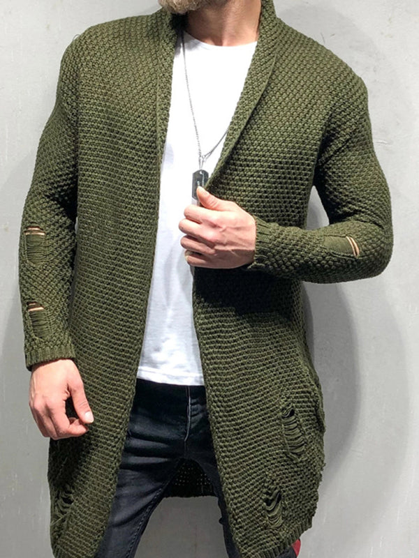 Fable Moreau — Solid Color Mid-Length Loose Cardigan Knitted Jacket, alternate view 5