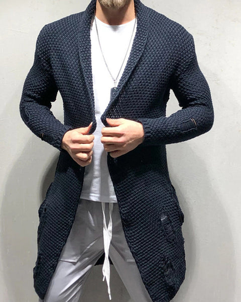 Solid Color Mid-Length Loose Cardigan Knitted Jacket